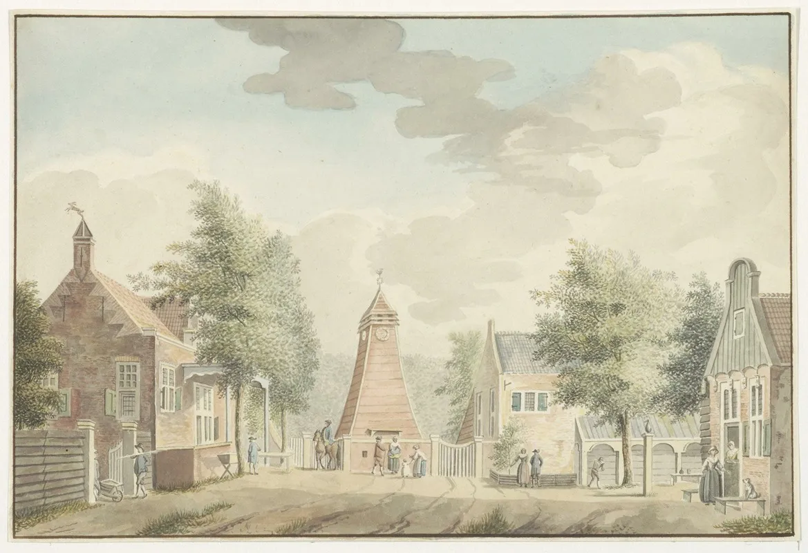 Overveen Klokhuis Oostzijde Herberg Van Ouds Het Raadhuis En Omgeving by Hermanus Petrus Schouten - Canvas Print