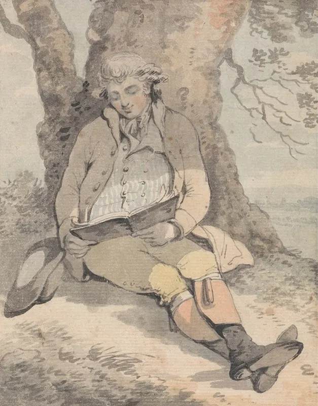 P Wilkinson Esq Sitting Under The Shade Of An Oak Learning To Whistle by Samuel Alken - Canvas Print