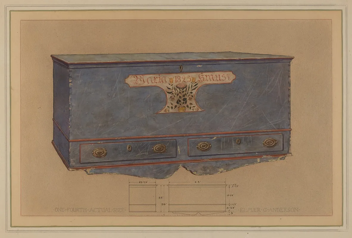 Pa German Chest 18 by Elmer G. Anderson - Canvas Print