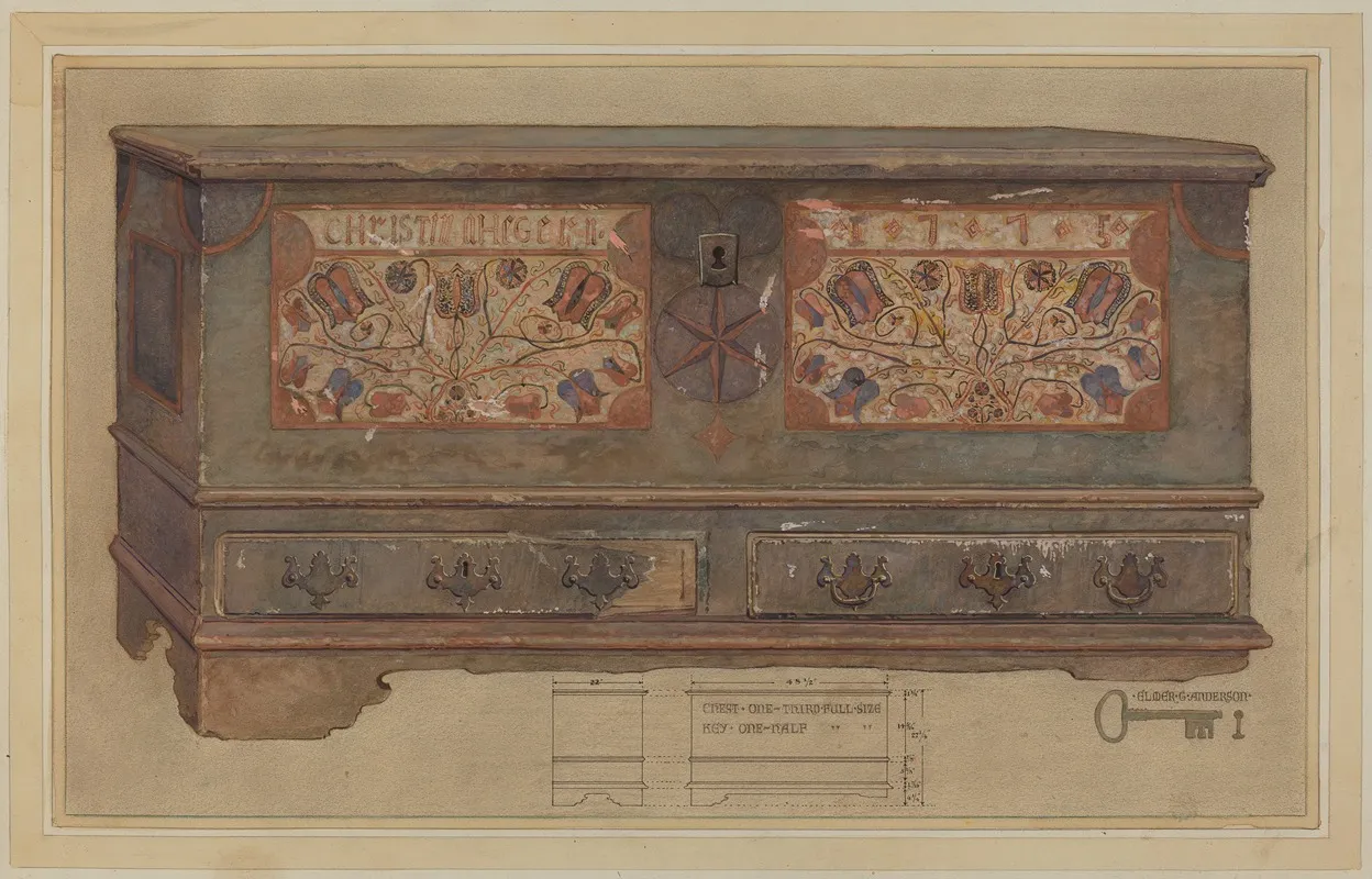 Pa German Chest 20 by Elmer G. Anderson - Canvas Print