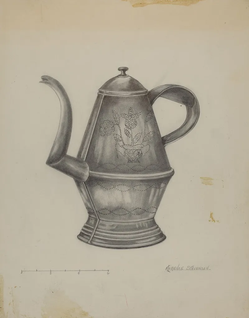 Pa German Coffee Pot 5 by Florence Stevenson - Canvas Print