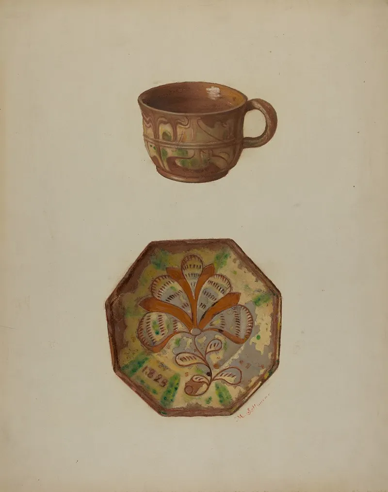 Pa German Cup And Saucer by Max Soltmann - Canvas Print