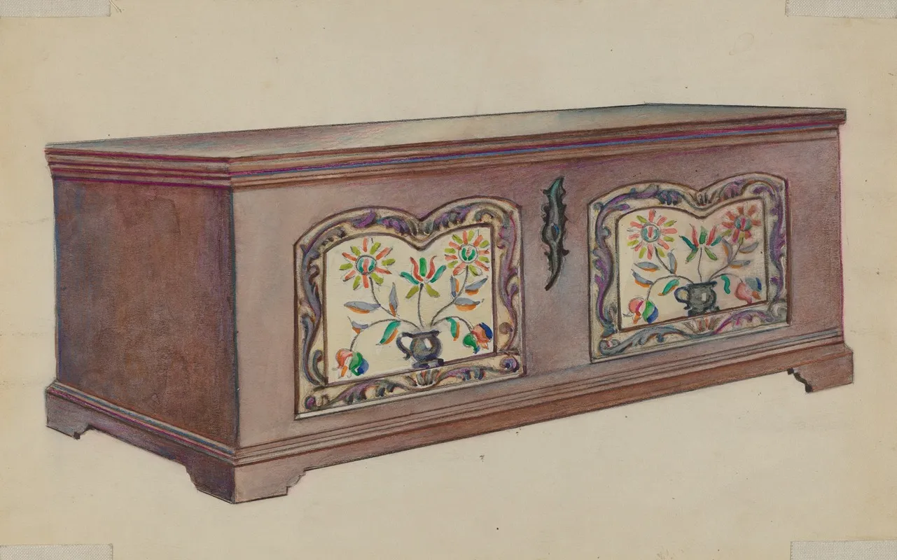 Pa German Dower Chest 3 by Fanchon Larzelere - Canvas Print