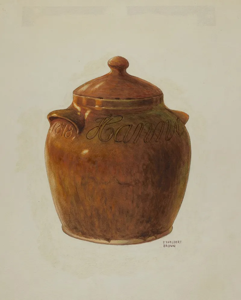 Pa German Jar With Lid by Ethelbert Brown - Canvas Print