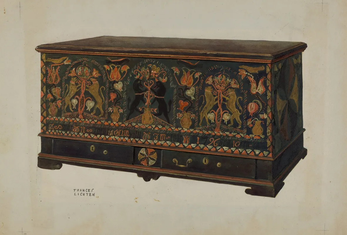 Pa German Painted Chest by Frances Lichten - Canvas Print