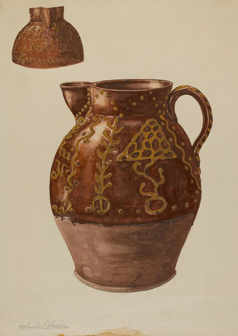 Pa German Pitcher 2 by Yolande Delasser - Canvas Print