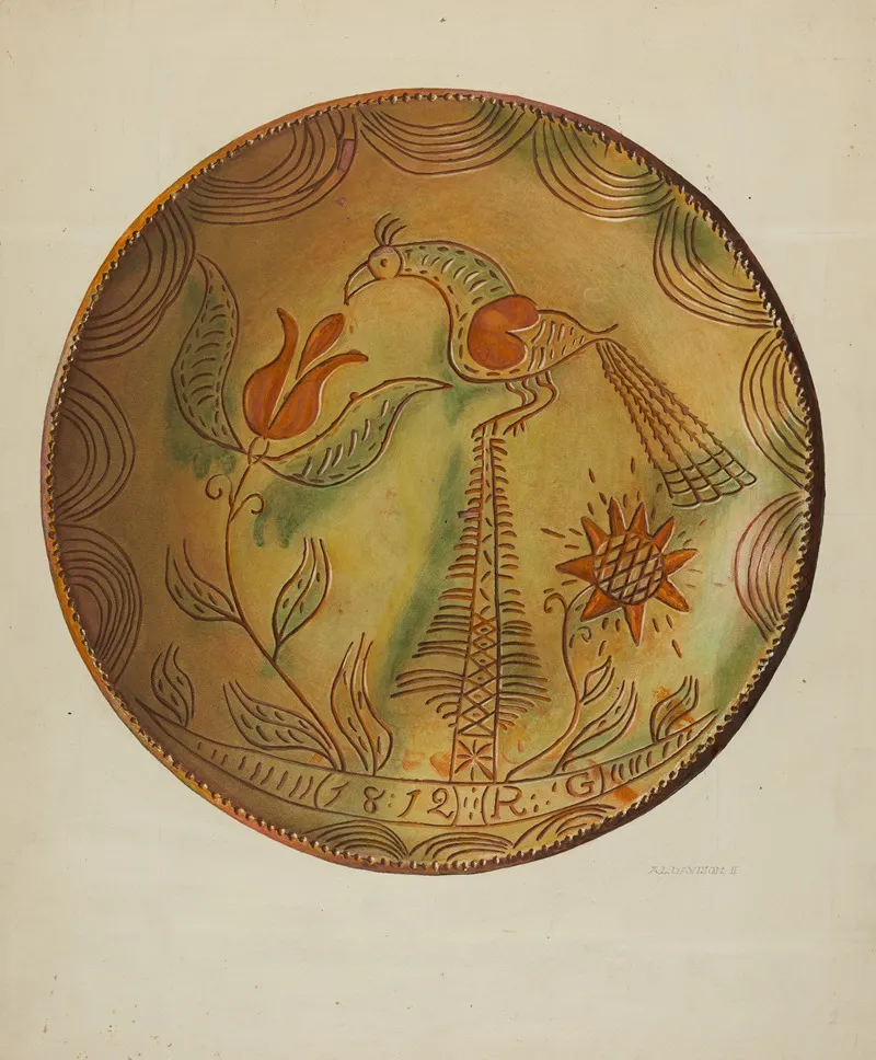 Pa German Plate 12 by Austin L. Davison - Canvas Print