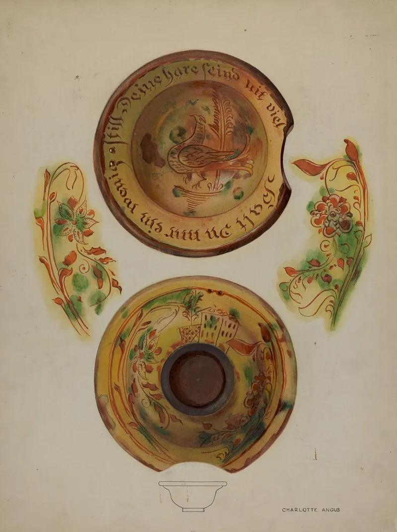 Pa German Shaving Basin by Charlotte Angus - Canvas Print