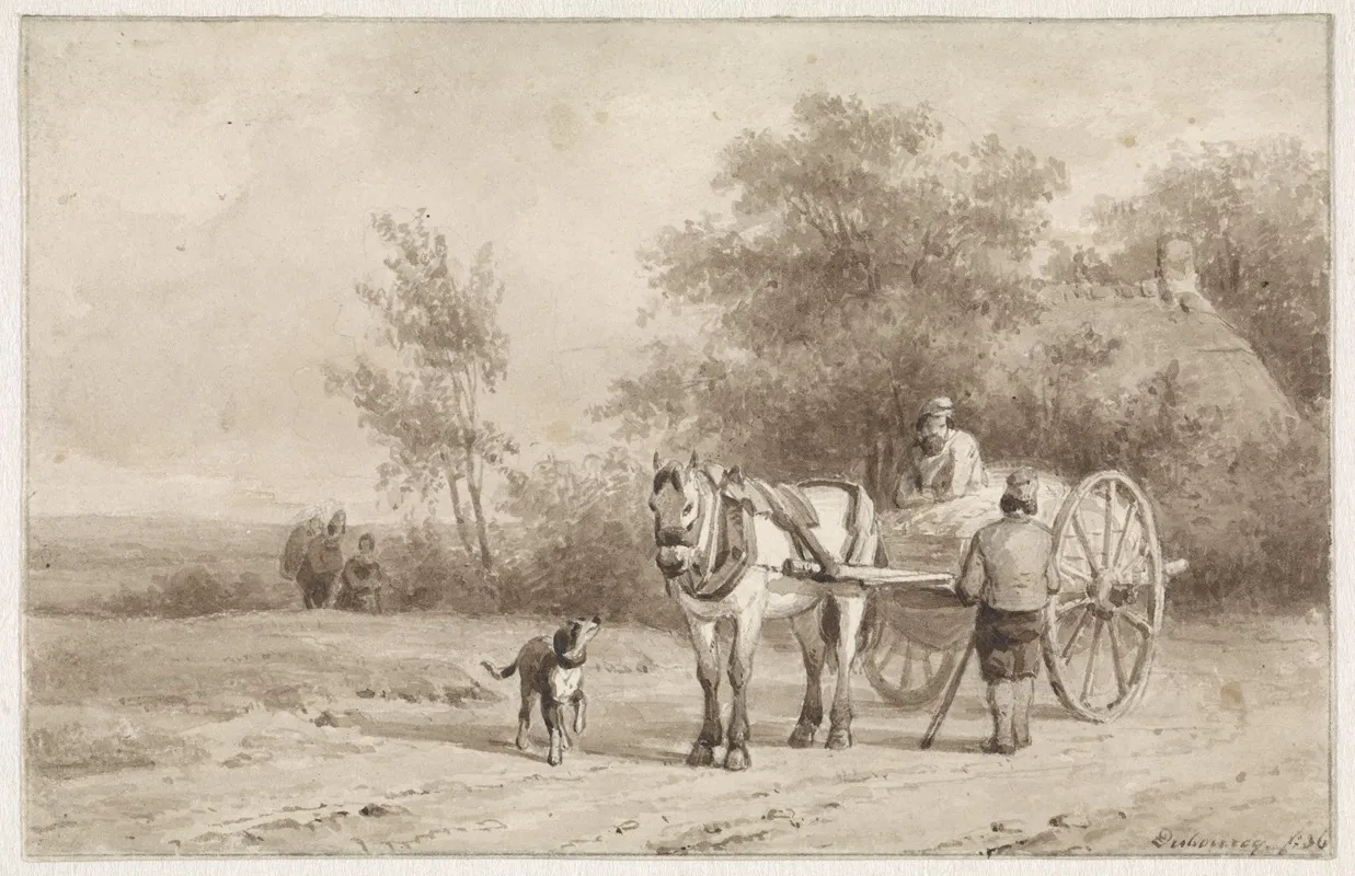 Paard En Wagen Op Een Weg