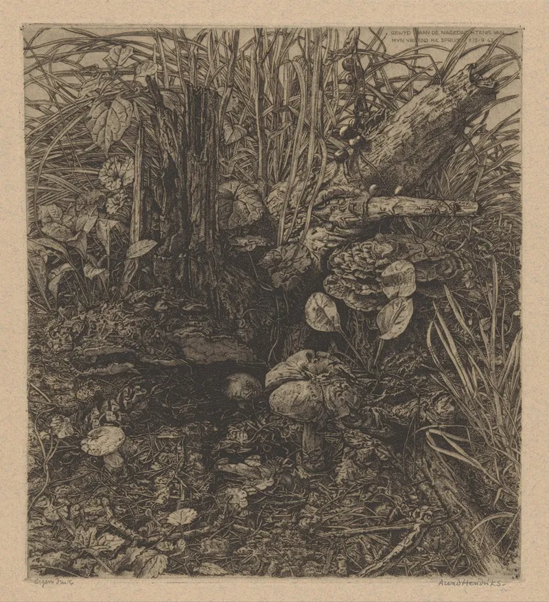 Paddenstoelen Bij Een Boomstronk by Arend Hendriks - Canvas Print