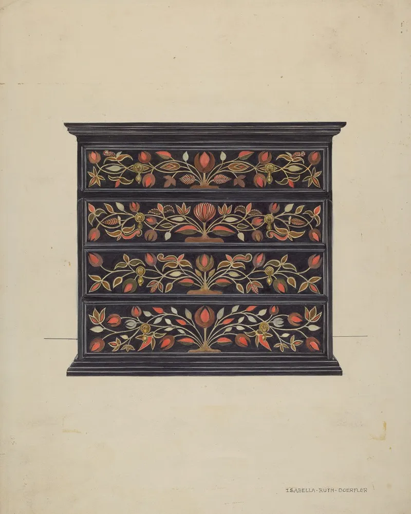Painted Chest Of Drawers by Isabella Ruth Doerfler - Canvas Print