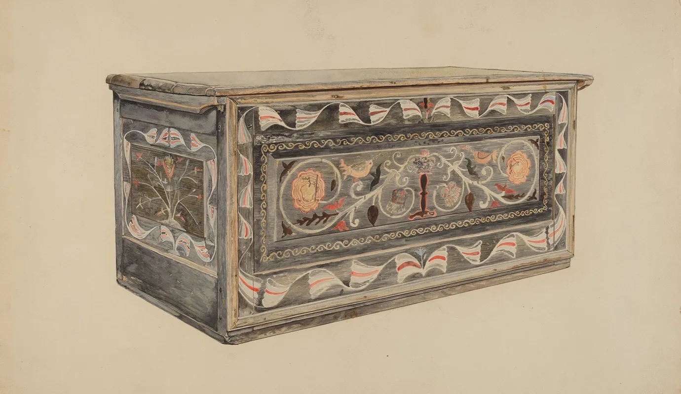 Painted Guilford Chest by Edward F. Engel - Canvas Print