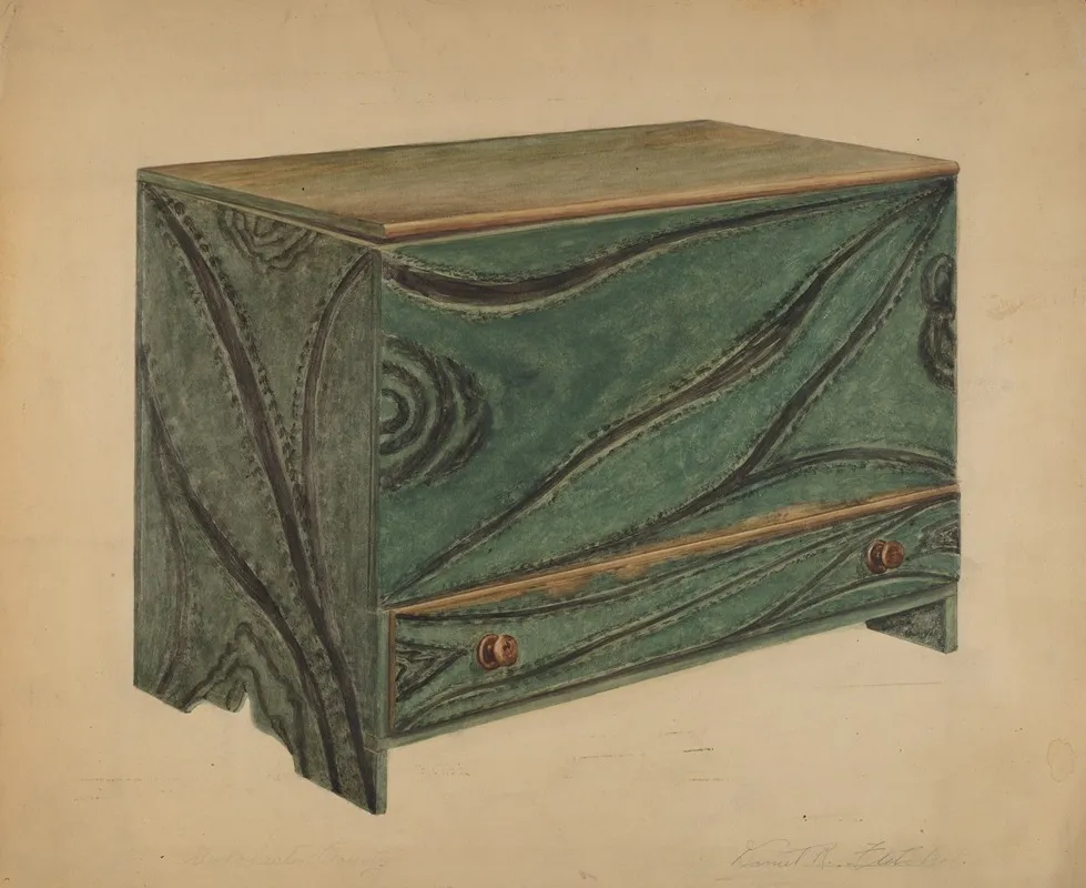 Painted Wooden Chest 2 by Daniel Fletcher - Canvas Print