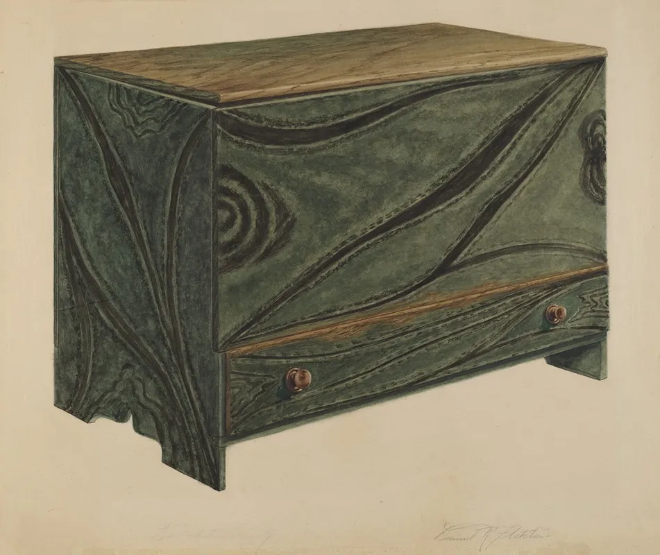 Painted Wooden Chest by Daniel Fletcher - Canvas Print