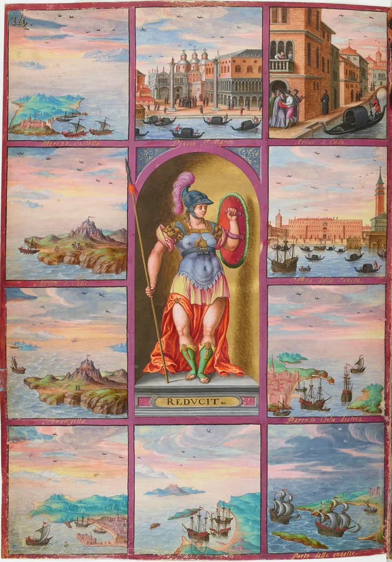 Pallas Representant Le Courage De Magius Entouree De Dix Tableaux