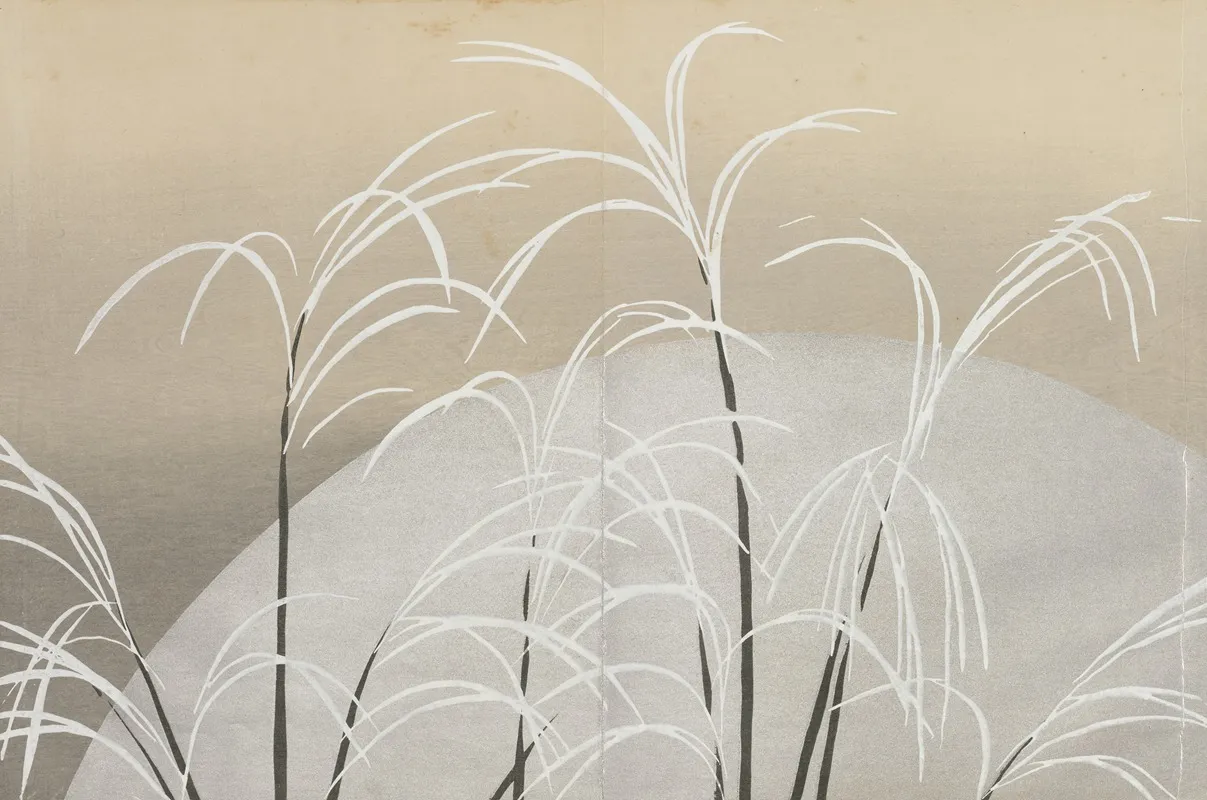 Pampas Grass In Moonlight Obana Ni Tsuki by Kamisaka Sekka - Canvas Print