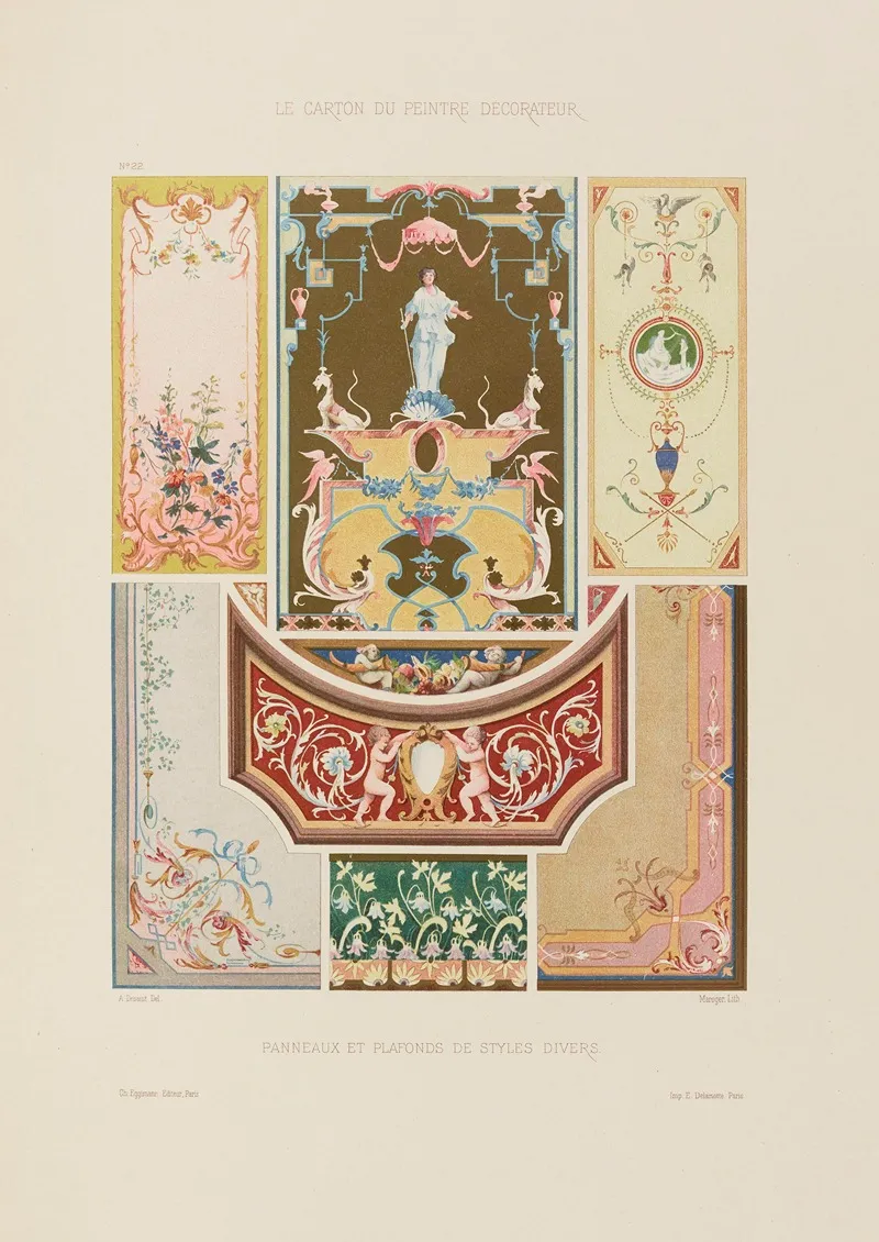 Panneaux Et Plafonds De Styles Divers by A. Desaint - Canvas Print