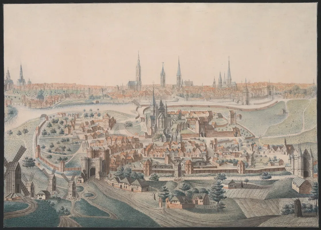 Panoramisch Zicht Op Gent In De 16e Eeuw by Constant Onghena - Canvas Print