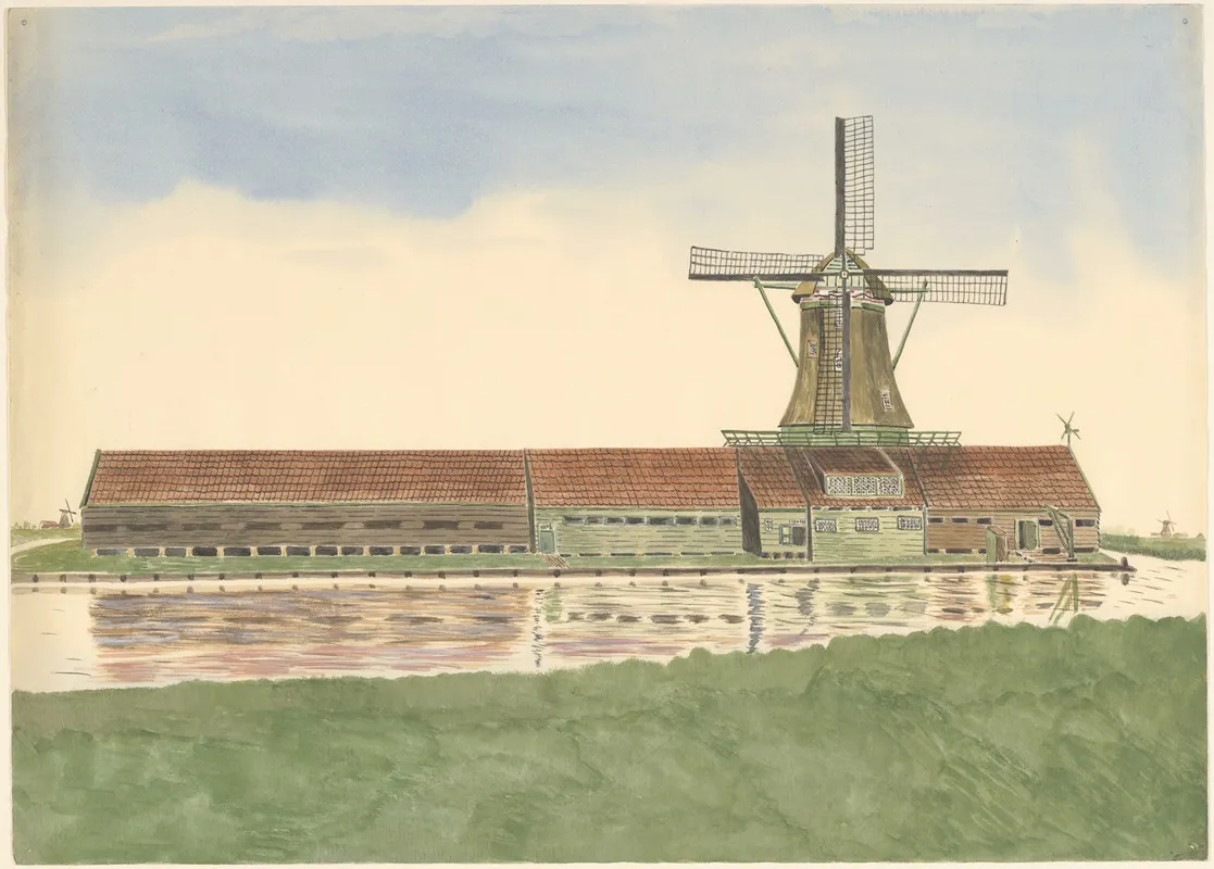 Papiermolen De Eendracht Aan De Westzijde Van Het Zaandammerpad Wormer by Johannes Nicolaas Eijman - Canvas Print