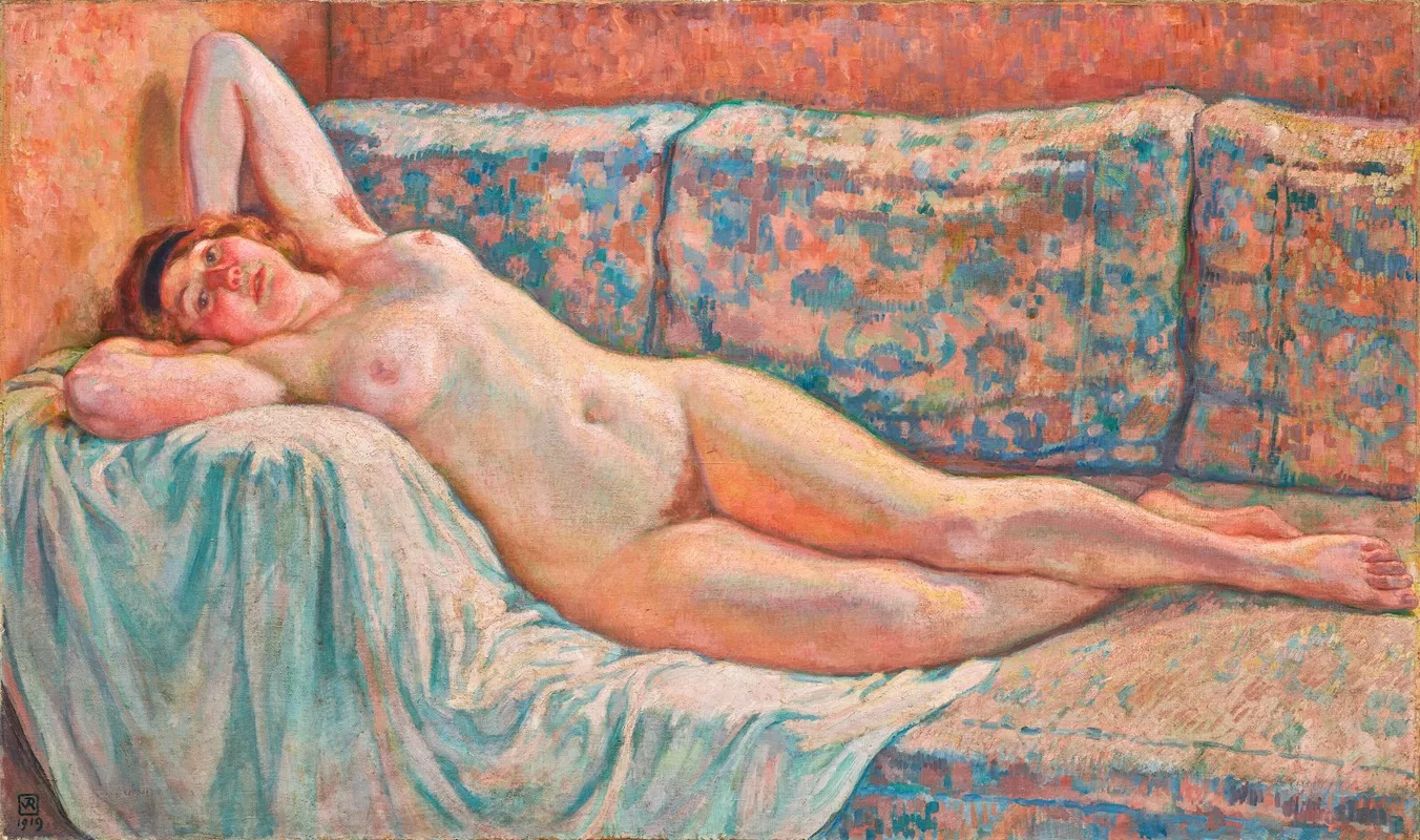 Paquita Nu Allonge by Theo van Rysselberghe - Canvas Print
