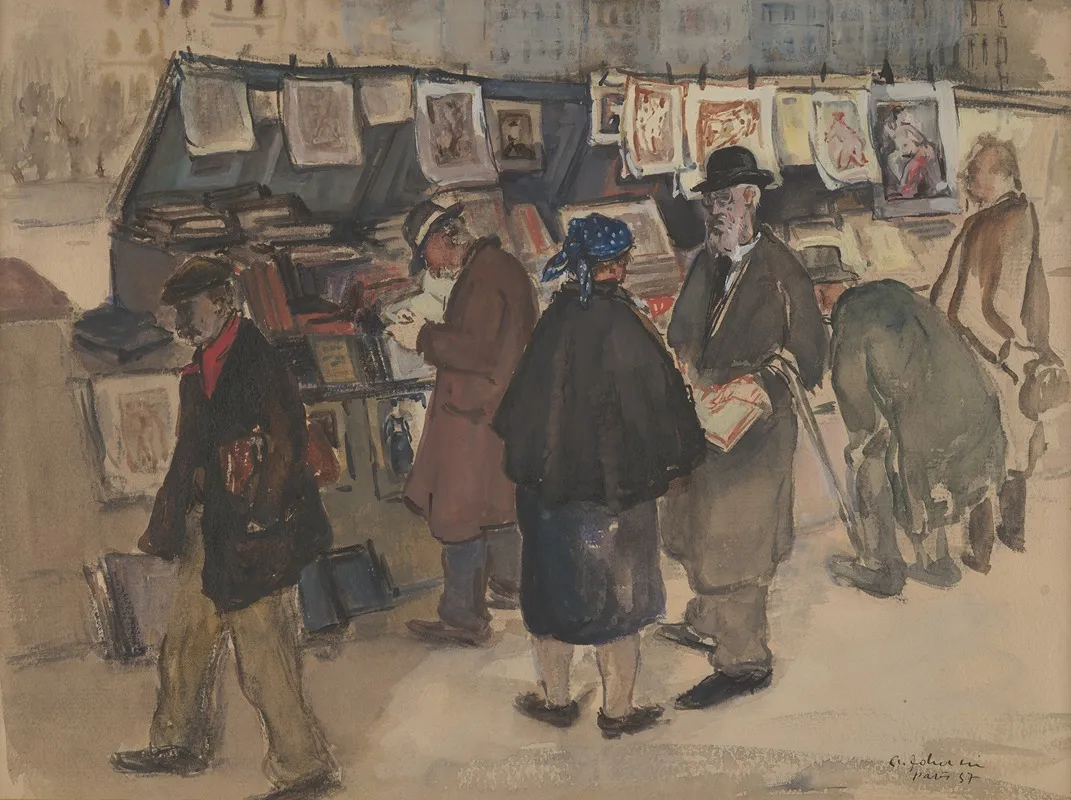 Pariisi Bukinistid by Andrus Johani - Canvas Print