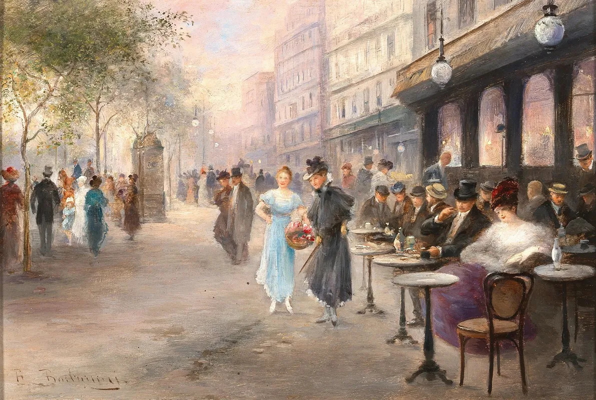 Paris A Street Cafe by Emil Barbarini - Canvas Print