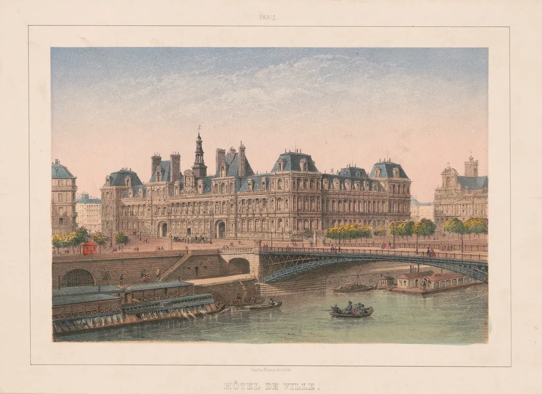 Paris Hotel De Ville by Charles Rivière - Canvas Print