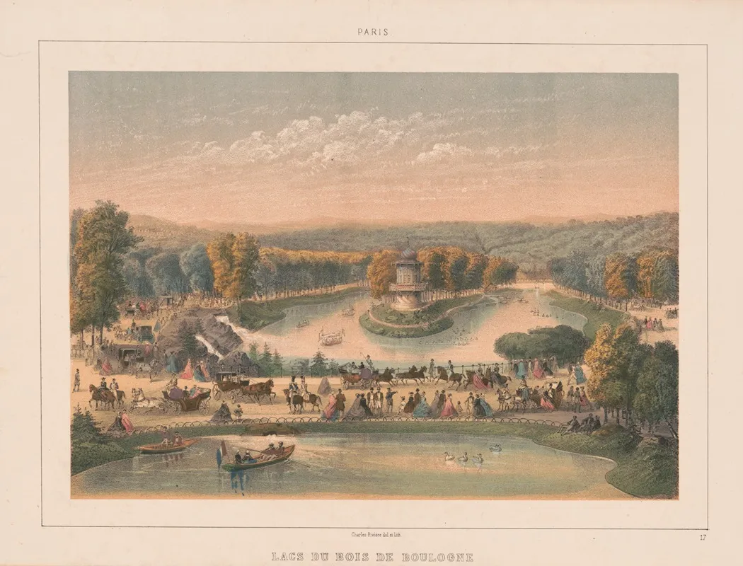 Paris Lacs Du Bois De Boulogne by Charles Rivière - Canvas Print