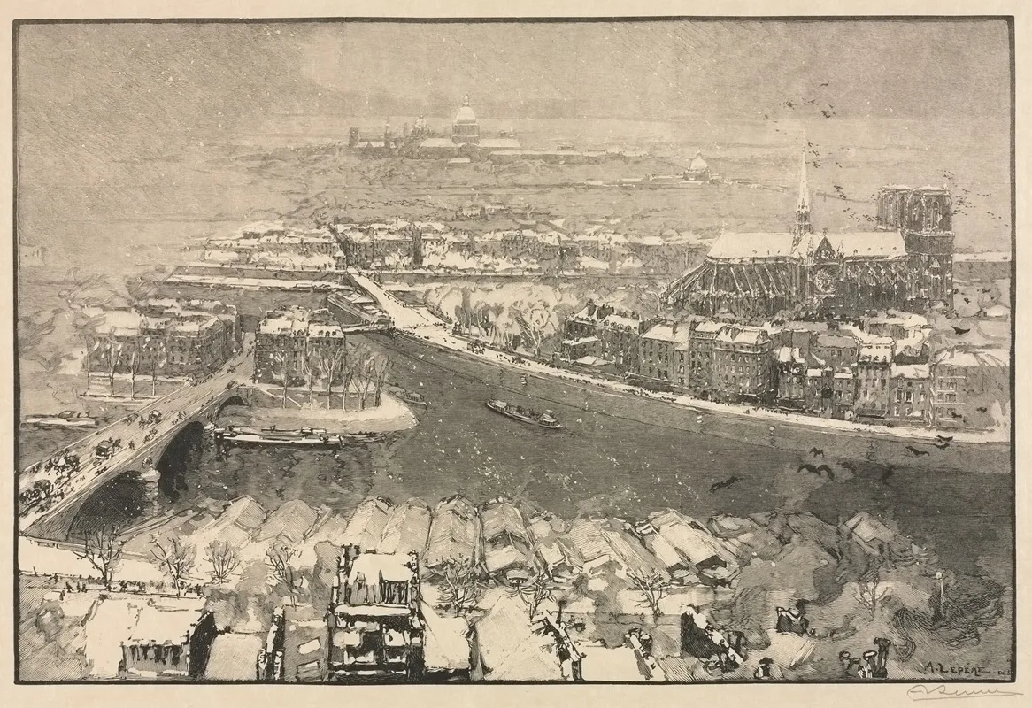 Paris Under Snow by Auguste Louis Lepère - Canvas Print