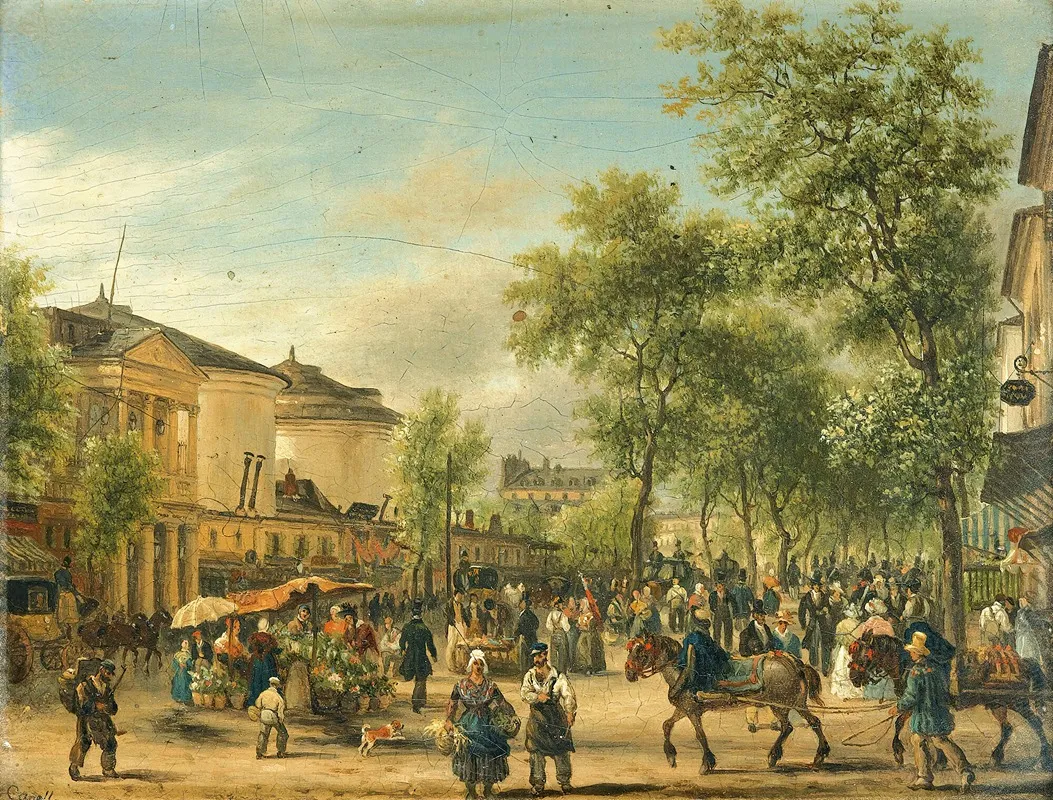 Paris View Of The Boulevard Montmartre by Giuseppe Canella - Canvas Print