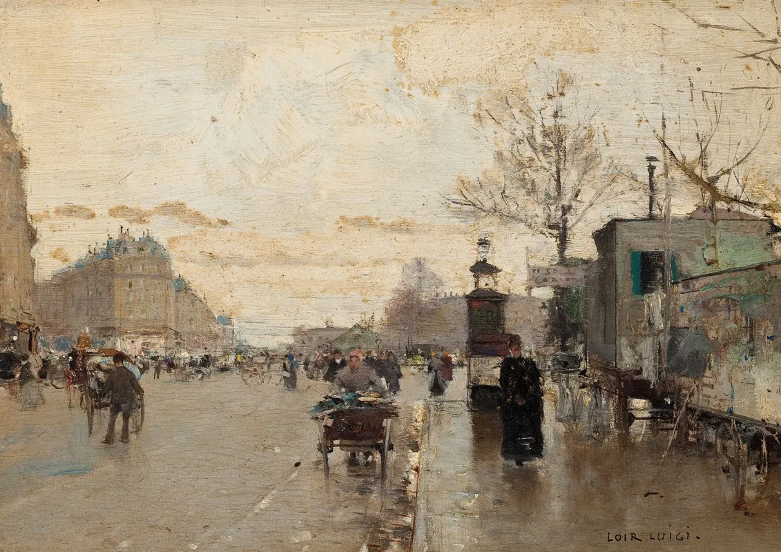 Parisian Street Scene by Luigi Loir - Canvas Print