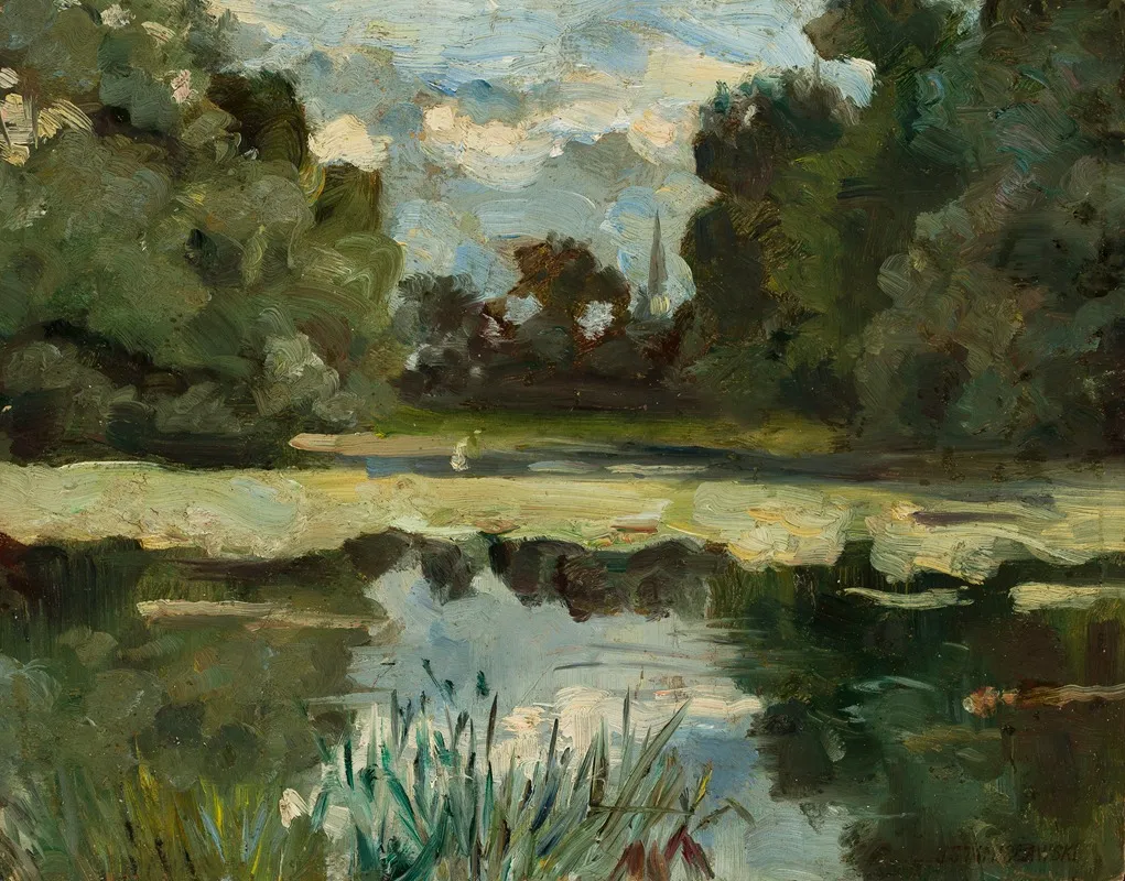 Park Landscape With A Pond by Jan Stanisławski - Canvas Print