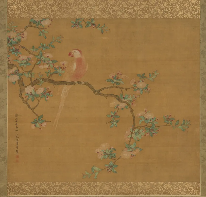 Parrot On A Pear Branch