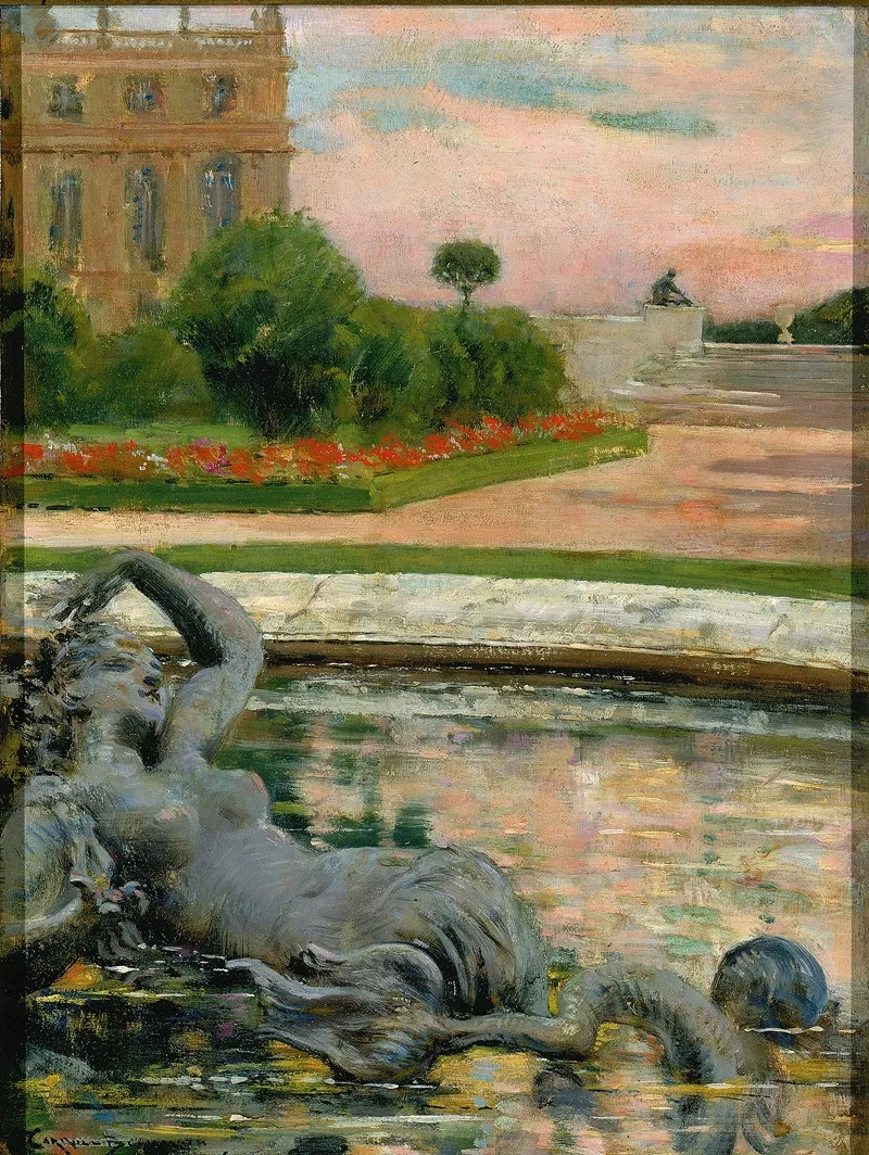 Parterre Du Nord Fontaine Des Sirenes by James Carroll Beckwith - Canvas Print