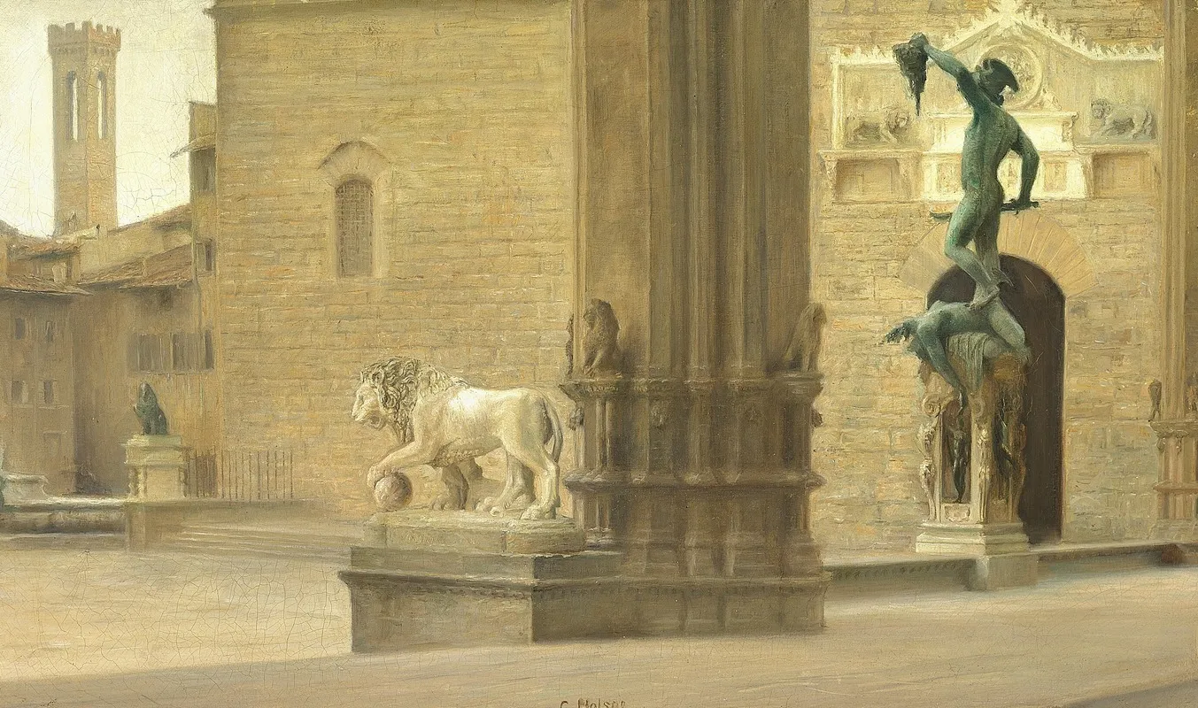 Parti Fra Loggia Dei Lanzi I Firenze by Carl Holsøe - Canvas Print