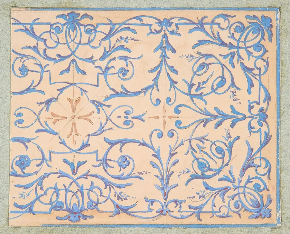 Partial Design For A Decorative Panel Painted In Rinceaux