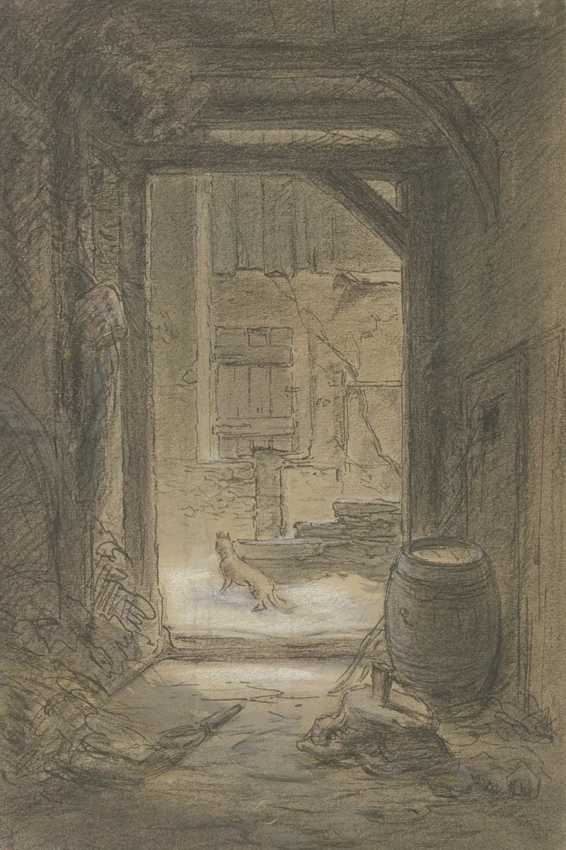 Partie Eines Bauernhofes Im Winter by Anton Burger - Canvas Print