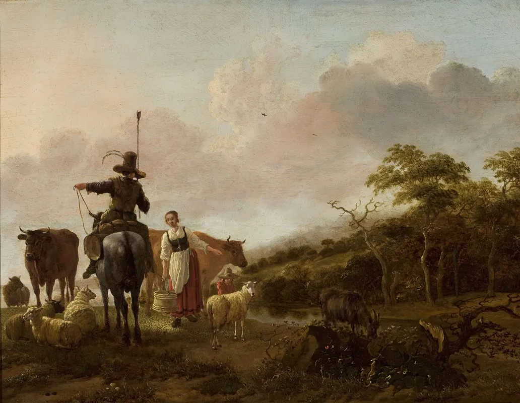 Pastoral Landscape 13 by Jan Baptist Wolfaerts - Canvas Print