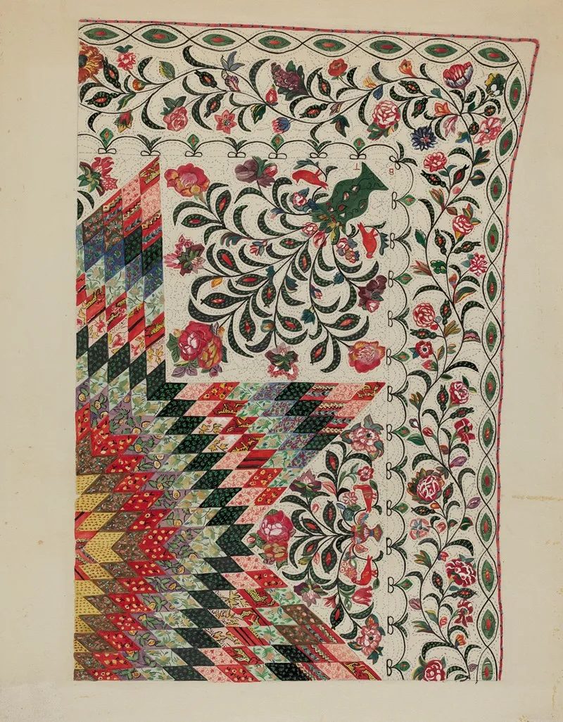 Patchwork And Applique Quilt 4 by Mary Berner - Canvas Print