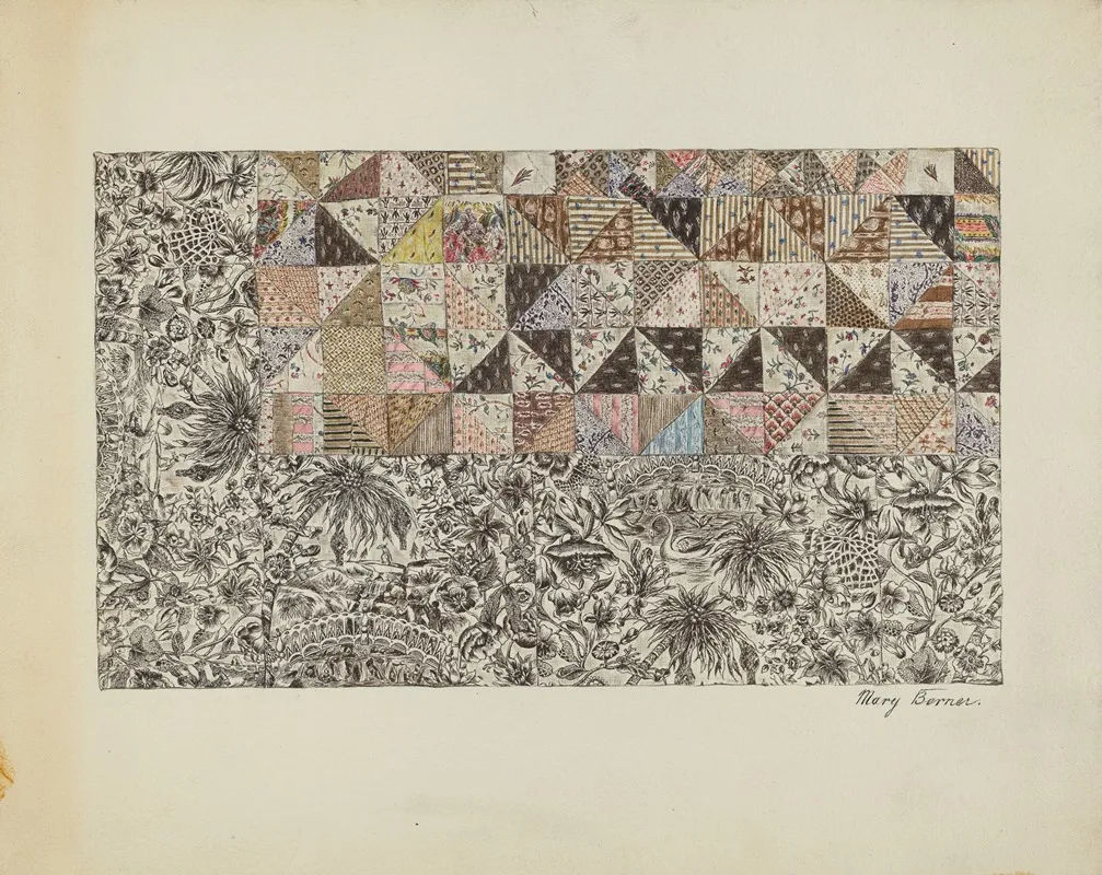 Patchwork Bedspread 3 by Mary Berner - Canvas Print