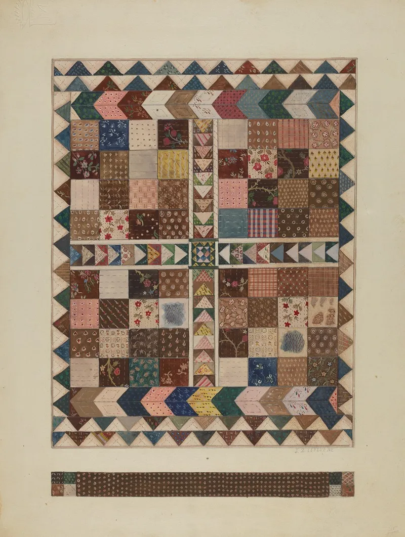 Patchwork Crib Quilt by Jules Lefevere - Canvas Print