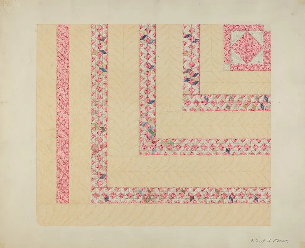 Patchwork Or Pieced Quilt by Elbert S. Mowery - Canvas Print