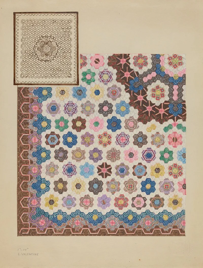 Patchwork Quilt 18 by Elizabeth Valentine - Canvas Print