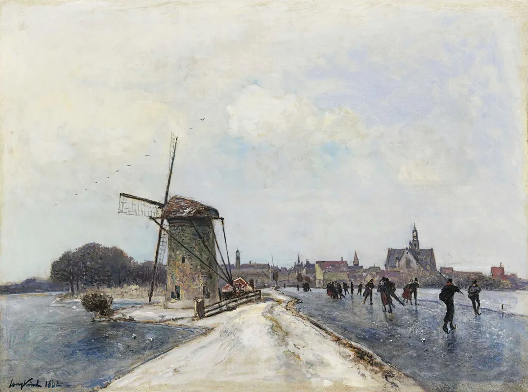 Patineurs A Maassluis by Johan Barthold Jongkind - Canvas Print