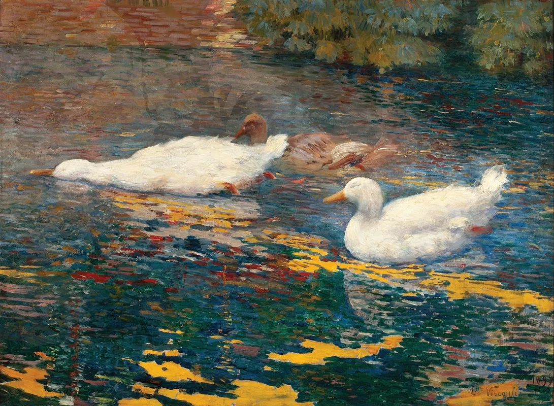 Patinhos No Lago by Eliseu Visconti - Canvas Print