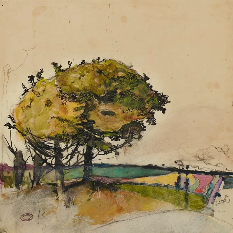 Paysage Avec Arbres Dans Les Champs by Florence Esté - Canvas Print