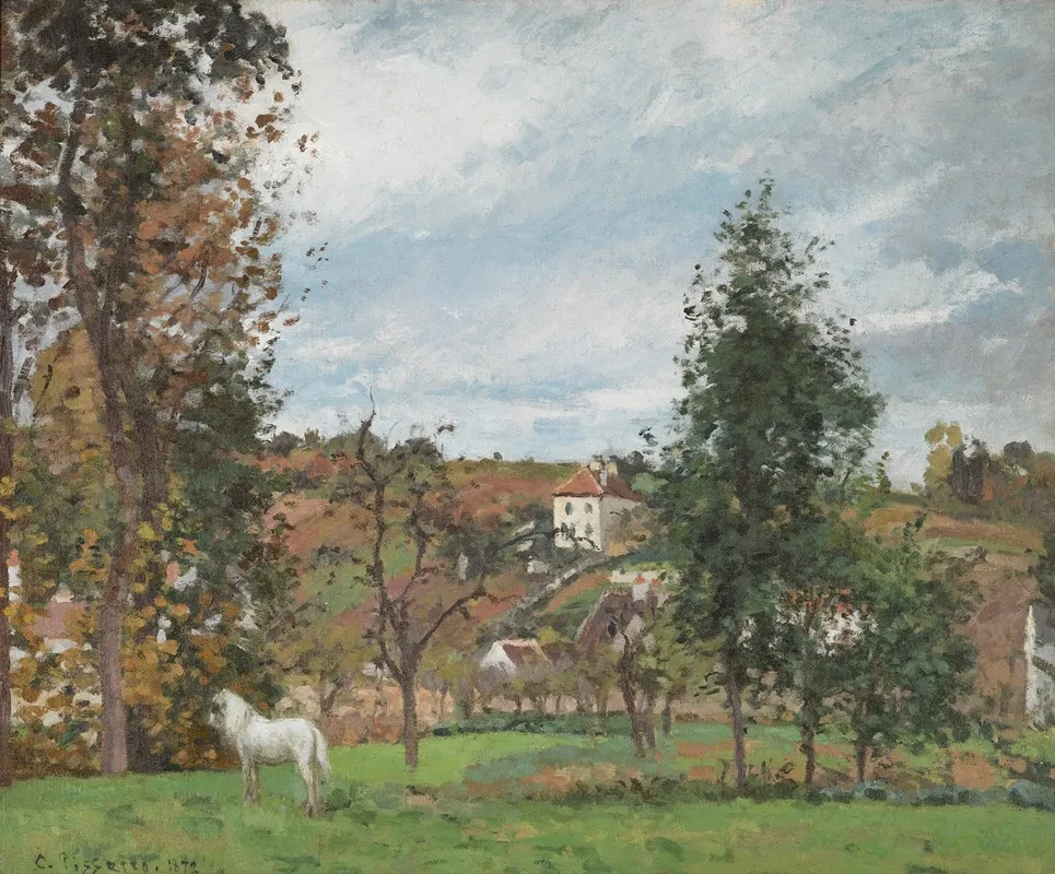 Paysage Avec Cheval Blanc Dans Un Pre Lhermitage Pontoise 2
