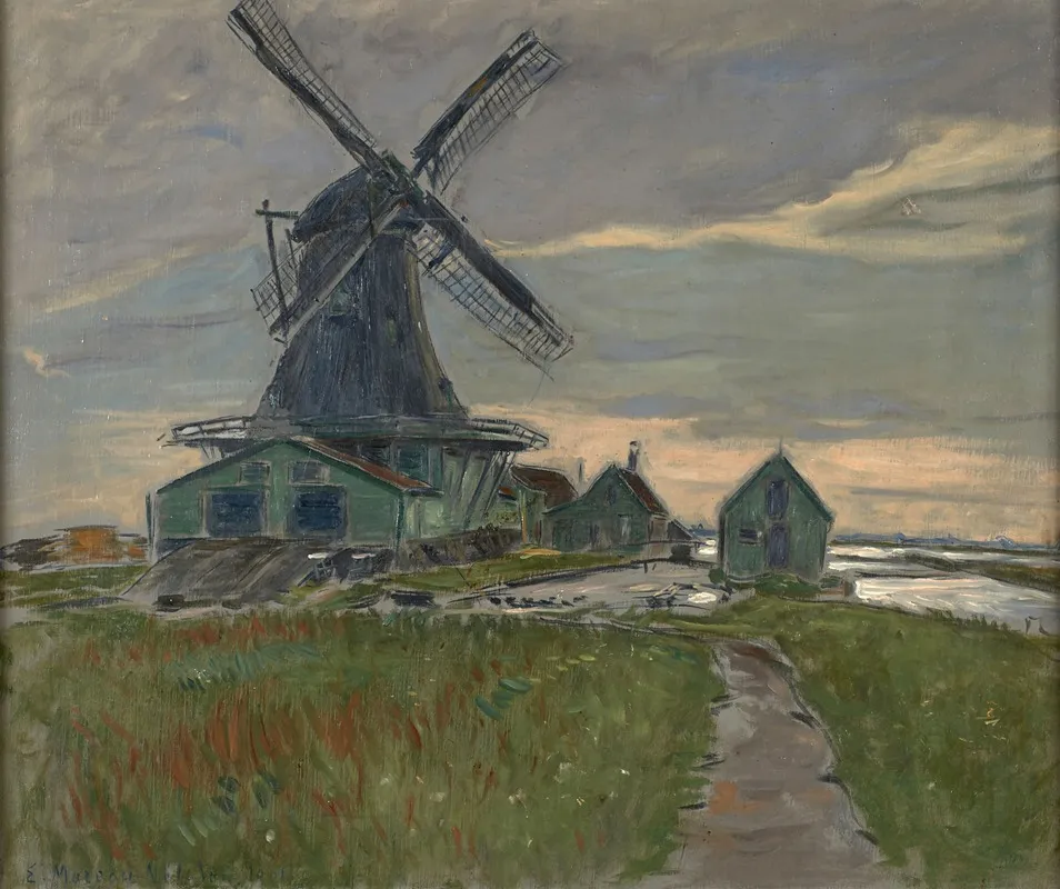Paysage De Hollande Au Moulin by Etienne Moreau-Nélaton - Canvas Print