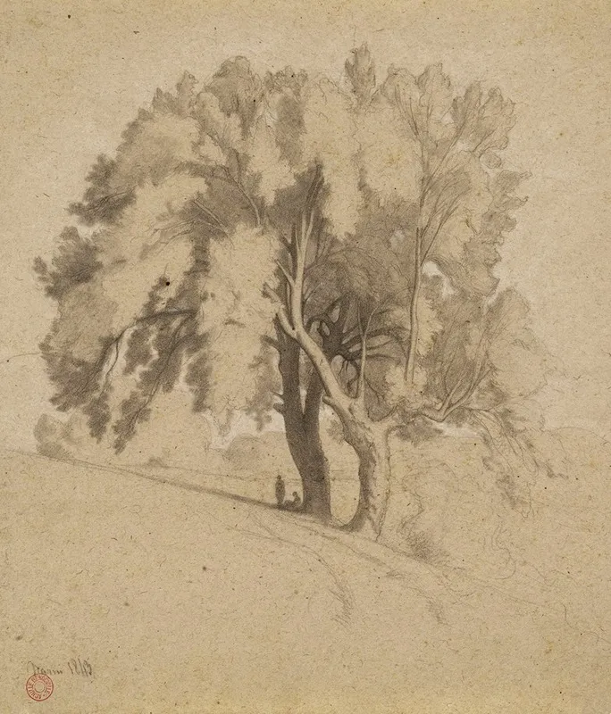 Paysage Figures Sous Des Arbres