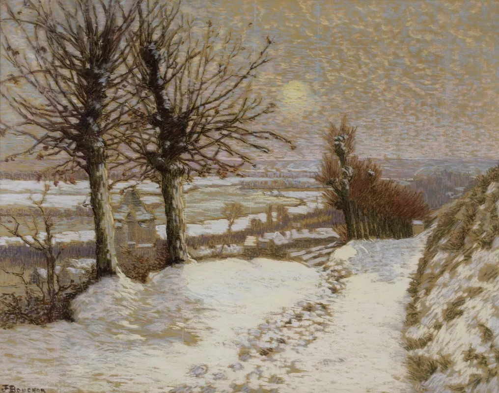 Paysage Soleil Et Neige by Joseph Félix Bouchor - Canvas Print
